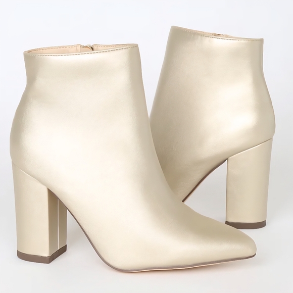 Lulus Ottava Light Gold High Heel Booties - Size 7.5 - Picture 3 of 4